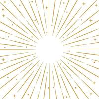 Gold sunburst frame with stars, sunray backgorund vector