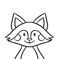 Cute line art fox illustration, animal clip art, adorable coloring page design vector
