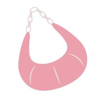 Pink trendy bag with chain in flat style, barbiecore aesthetic. sketch illustration isolated on white background. Cute design elements. vector