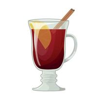 Mulled wine illustration. Hot beverage. Flat icon isolated on white background. Cozy time concept. Hand drawn illustration for menu, design, flyer, banner. vector