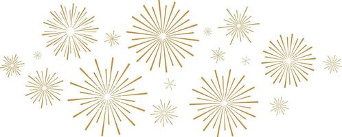 Abstract gold firework clip art set, art deco burst shapes, carnival festive holiday decoration element vector