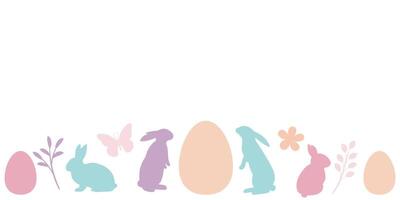 Pastel Easter holiday decorative greeting border, holiday backgorund, illustration concept vector