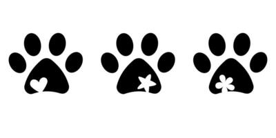 Cute paw clip art set, adorable footprint design vector