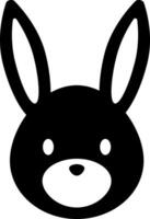 Cute bunny icon, simple flat rabbit illustration, shape isolated vector