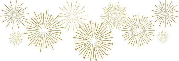 Golden firework banner, elegant background design, isolated clip art element set vector