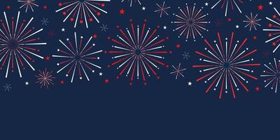 Red and blue independence of president day firework background design vector