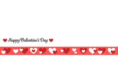 Minimalist valentine day greeting concept, heart banner with text, border vector