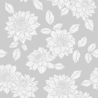 Elegant grey floral pattern seamless repeating dahlia print, repeat backgorund design vector