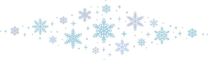 Blue snowflake hand drawn banner illustration, isolated clip art holiday decoration vector