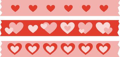 Heart washi tape, valentine day decoration, clip art set vector