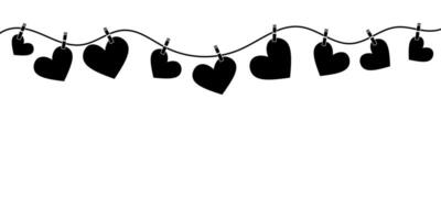 Hearts on a wire clip art, banner for valentine day greeting card design vector