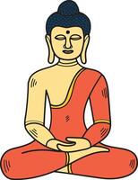 un dibujo de un Buda con un sereno expresión vector