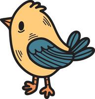 A cartoon bird with a pointed beak is standing on its hind legs vector