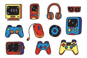 un colección de juego controladores y accesorios vector