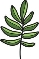 A leafy plant with a black outline vector