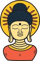 un dibujo de un Buda con un sereno expresión vector