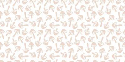 Seamless pattern of pastel mushrooms on a white background, doodle wallpaper vector