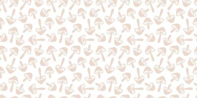 Seamless pattern of pastel mushrooms on a white background, doodle wallpaper vector