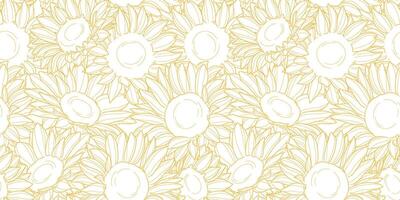 Sunflower pattern, seamless line art illustration repeating background design vector