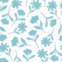 Flower pattern, blue seamless daisy print, floral repeating background design vector