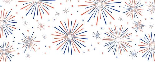 USA 4th of July independence day or president day celebration, festival banner, explosion firecracker background vector