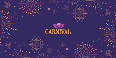Carnival party illustration background with fireworks, invitation or greeting design concept vector