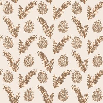 Pine cone seamless repeat pattern, background design vector