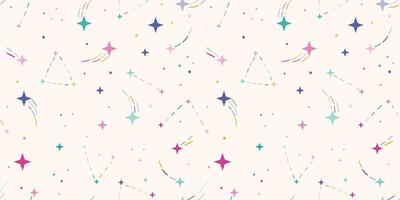 Cute colorful star backgorund, shooting star celestial wallpaper design, seamless repeating backgorund design vector