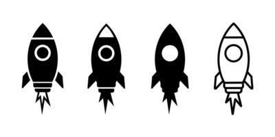 Rocket icon set, clip art space ship illustration colelction, decorative element variations vector