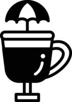 A black and white image of a cup with an umbrella on top vector
