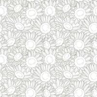 Sunflower seamless pattern line art flower background, floral hand drawn wallpaper design vector