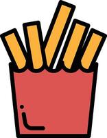 A black and white drawing of a bowl of french fries vector