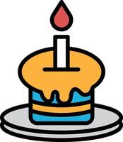 A black and white drawing of a cake with a candle on top vector