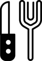 A knife and fork are shown in a black and white drawing vector