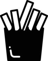 A black and white drawing of a bowl of french fries vector