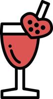 A glass of wine with a heart shaped strawberry on top vector