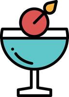 A glass of liquid with a cherry on top vector