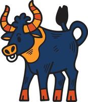 A cartoon cow with horns and a big mouth vector