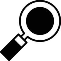 A magnifying glass is shown in black and white In the concept of business icons vector