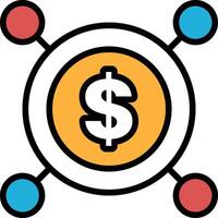 A black and white image of a dollar sign with a circle around it In the concept of business icons vector