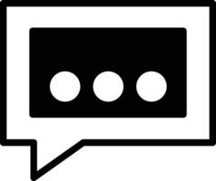 A black and white image of a chat bubble with three dots in the middle In the concept of business icons vector