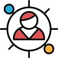 A woman is the center of a circle with a few other circles around her In the concept of business icons vector