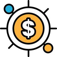 A black and white image of a dollar sign with a circle around it In the concept of business icons vector