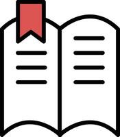 A book with a bookmark is shown in black and white In the concept of business icons vector