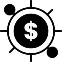 A black and white image of a dollar sign with a circle around it In the concept of business icons vector