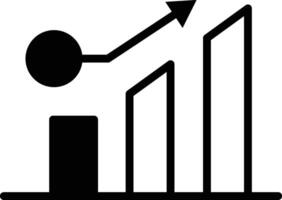 A black and white image of a graph with a line going up In the concept of business icons vector