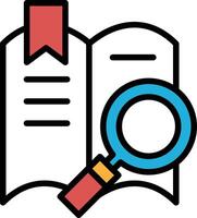 A book with a magnifying glass on it In the concept of business icons vector