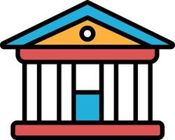 A building with columns and a dome on top In the concept of business icons vector