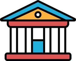 A building with columns and a dome on top In the concept of business icons vector