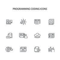 programming coding icon set..Editable stroke.linear style sign for use web design,logo.Symbol illustration. vector